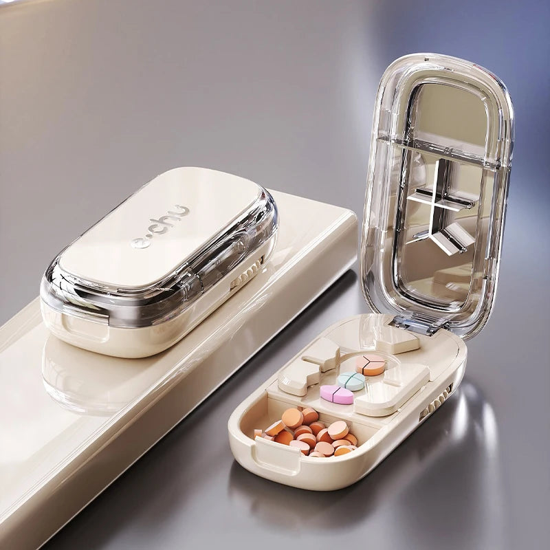 Versatile 2/3/4-in-1 Pill Cutter - Food Grade Material, Compact & Portable for Daily Vitamin and Medication Use