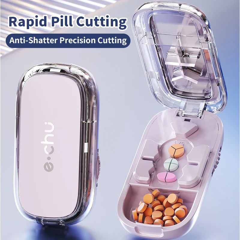 Versatile 2/3/4-in-1 Pill Cutter - Food Grade Material, Compact & Portable for Daily Vitamin and Medication Use