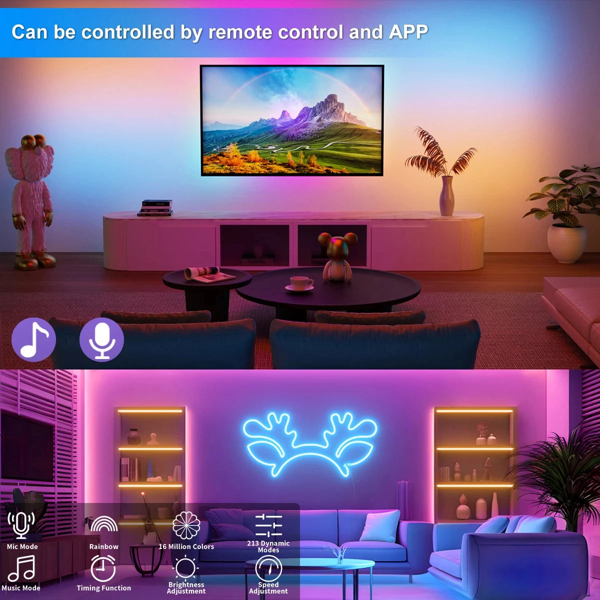 Smart Waterproof Neon Light Strip - USB, App & Remote Control with Music Sync, Flexible Design