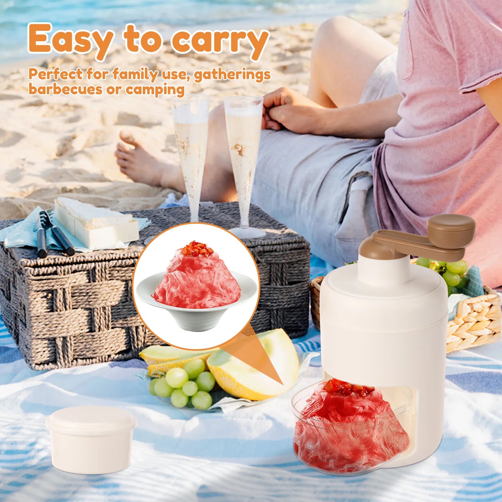 Portable Handheld Ice Crusher - Perfect for Snow Cones, Smoothies, and Frozen Cocktails