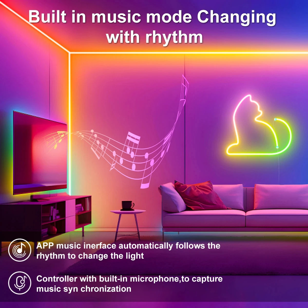 Smart Waterproof Neon Light Strip - USB, App & Remote Control with Music Sync, Flexible Design