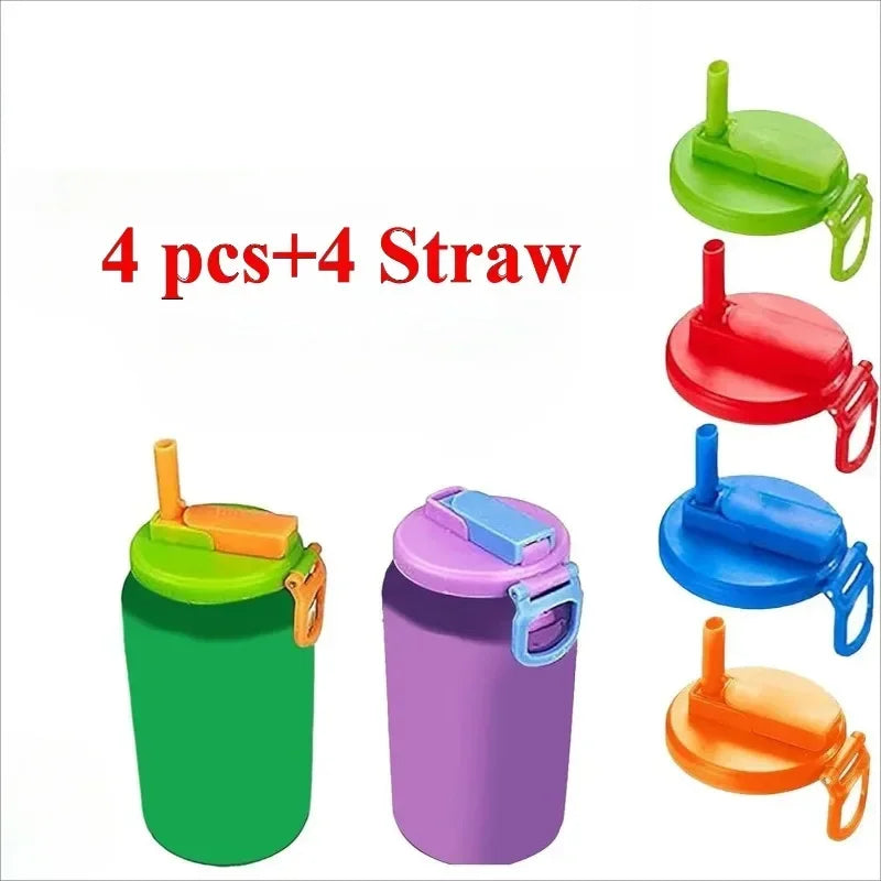 Creative Silicone Soda Can Covers with Straw - Available in 1, 2, or 4 Pieces
