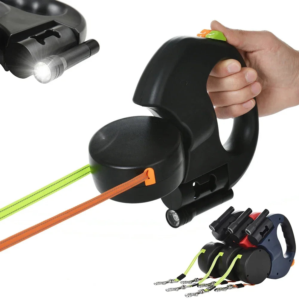 Dual Pet Retractable Dog Leash with LED Light