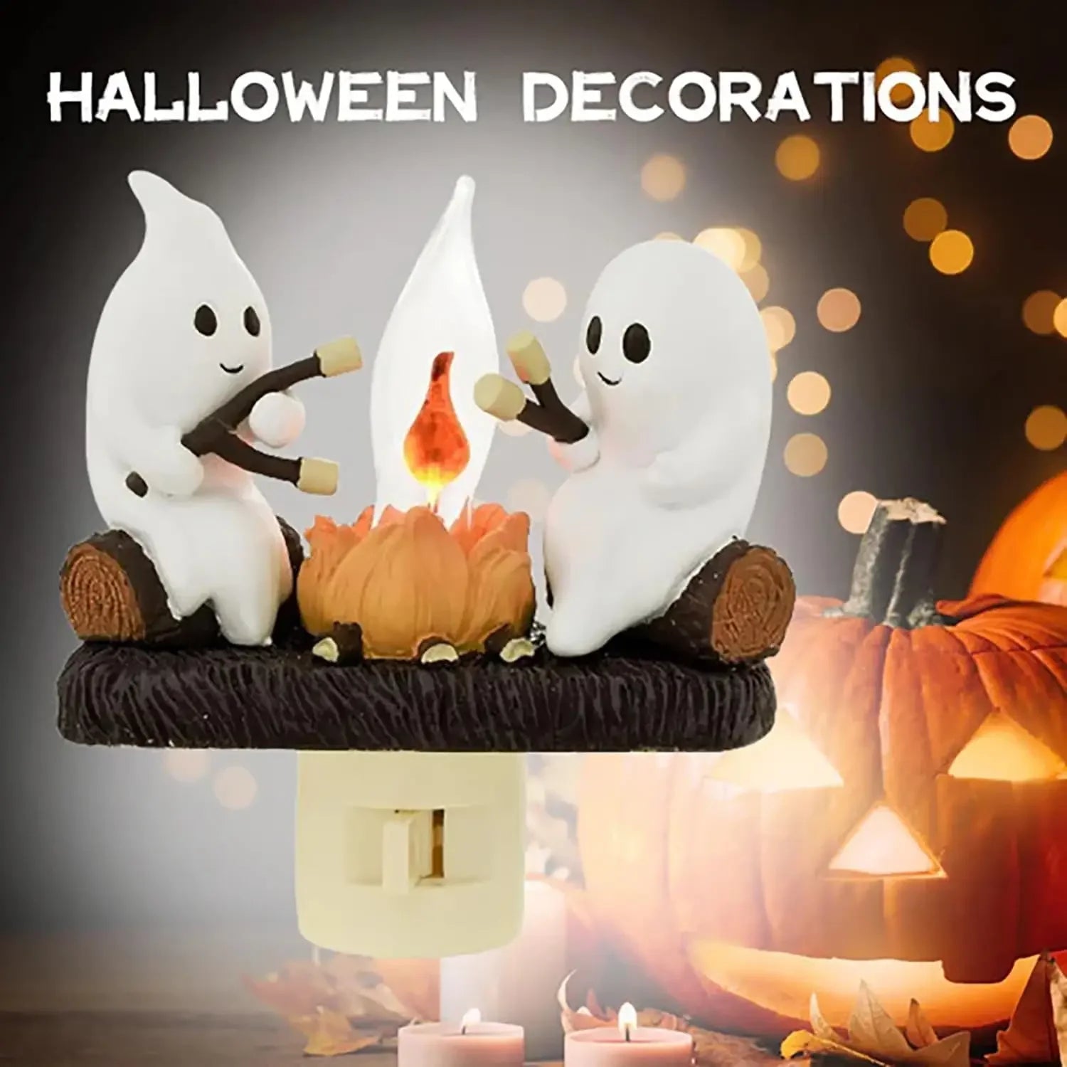 Ghostly Sparkling Campfire Night Light - EU, US, UK Plugs - Adorable Halloween Gift