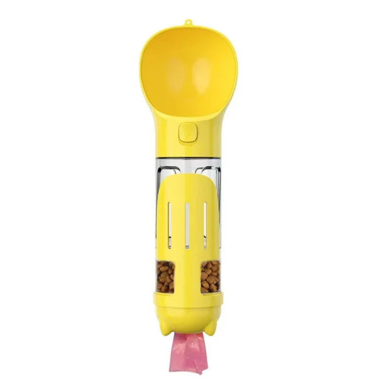 4-in-1 Portable Dog Water and Food Dispenser with Outdoor Poop Shovel and Waste Bags