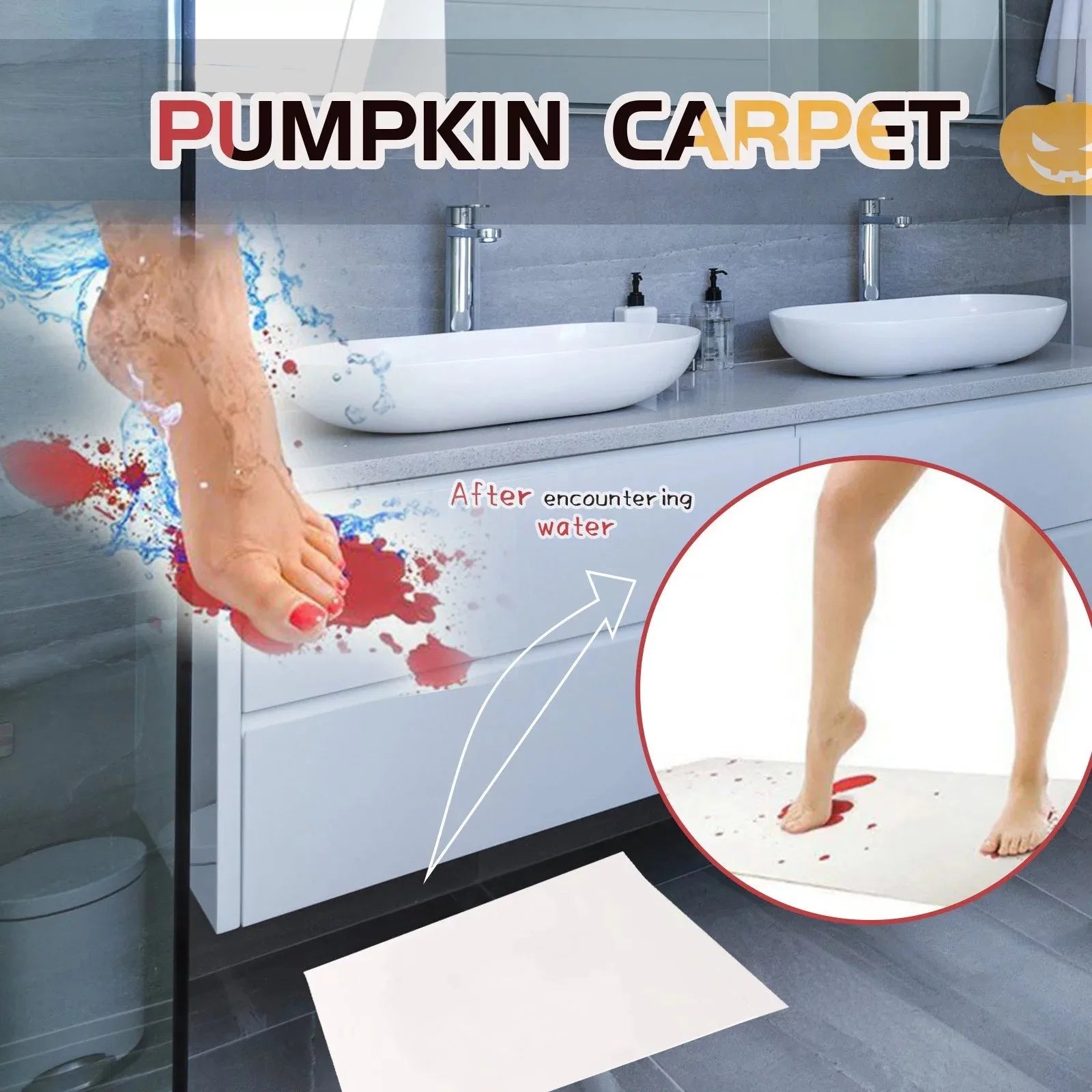 Spooky Color-Changing Bloody Bath Mat for Halloween Decor