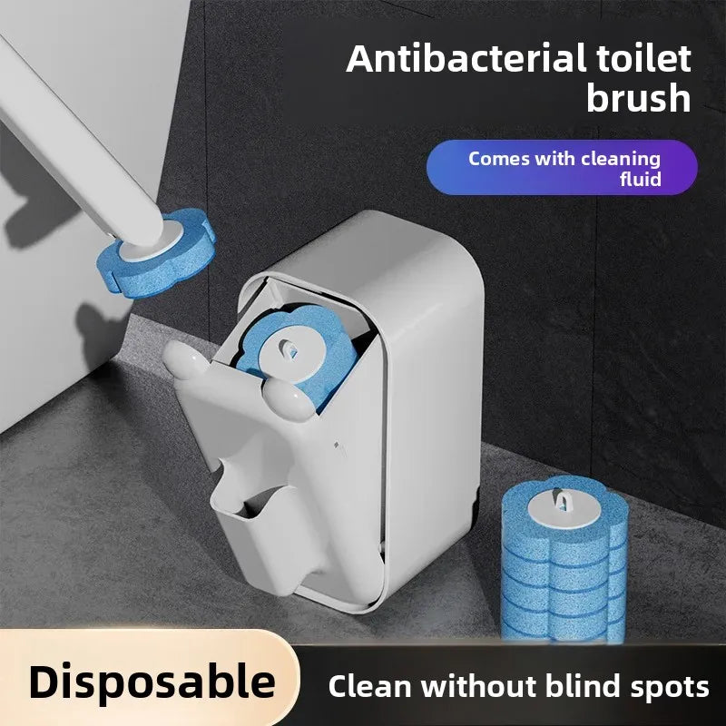 Eco-Friendly Disposable Cat Ear Toilet Brush - Wall-Mounted