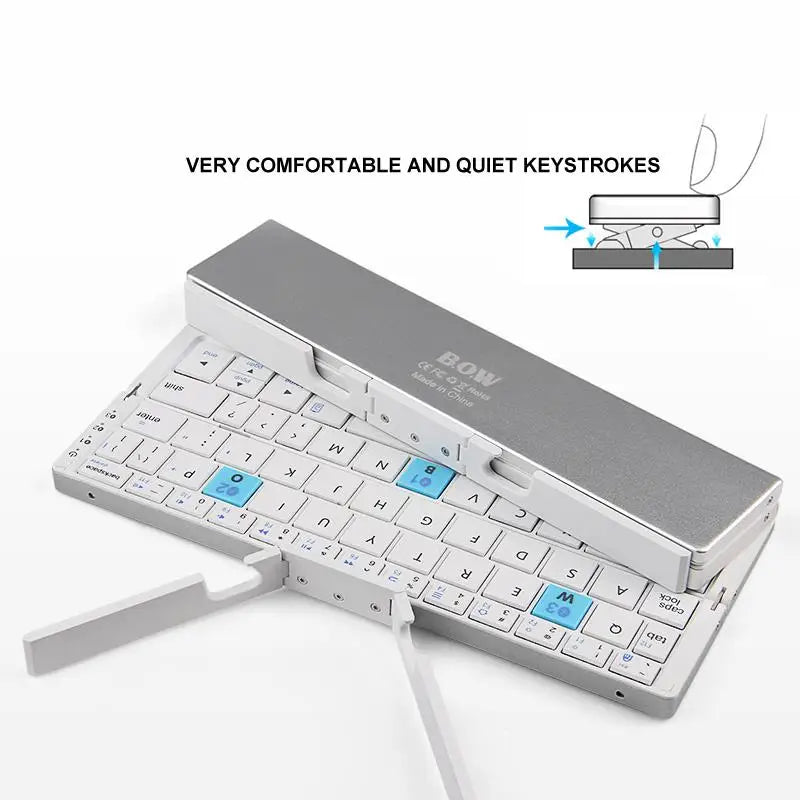 Compact B.O.W Mini Keyboard for Phones/Tablets - Slim, Lightweight, and Foldable