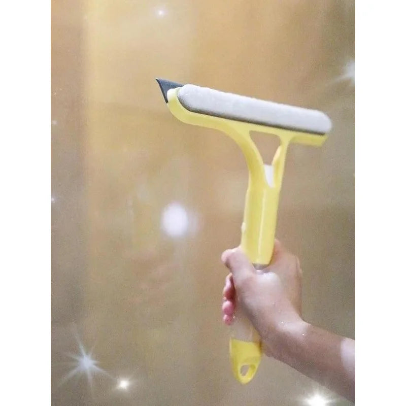 Multifunctional 3-in-1 Window Cleaning Tool: Scraper, Squeegee, and Scrubber with Spray
