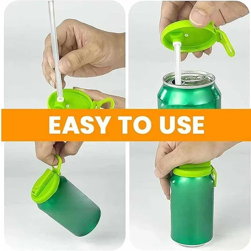 Creative Silicone Soda Can Covers with Straw - Available in 1, 2, or 4 Pieces