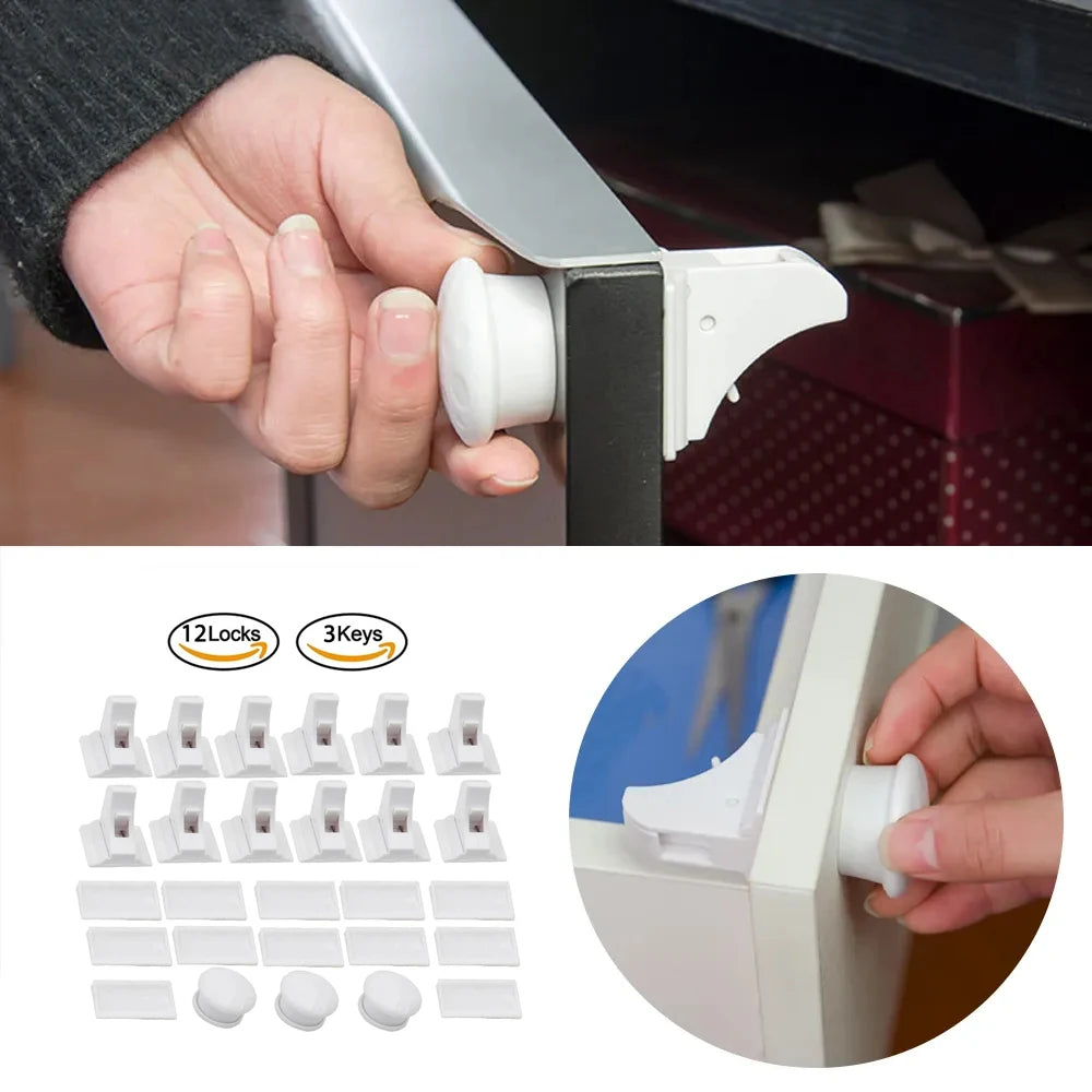 Invisible Magnetic Child Safety Lock - No Drilling or Screws Needed for Doors and Drawers