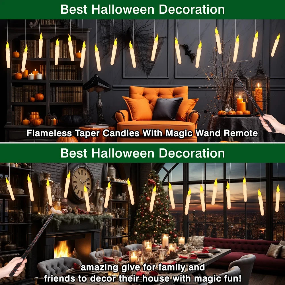 12/24-Pack LED Flameless Floating Candles with Magic Wand and Glittering Effect