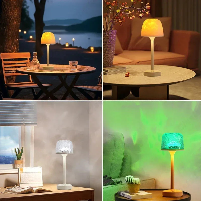 Mushroom-Shaped Desk Lamp with Water Ripple Projection - Decorative Atmosphere Lighting