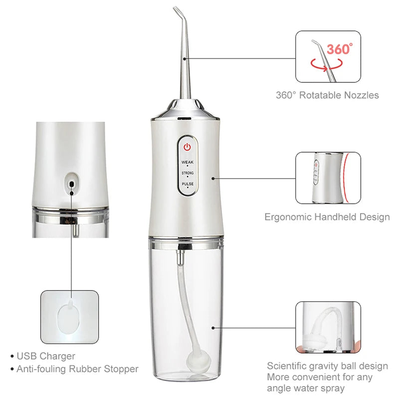 Rechargeable Portable Smart Electric Water Flosser - Dental Oral Irrigator for Effective Teeth Cleaning