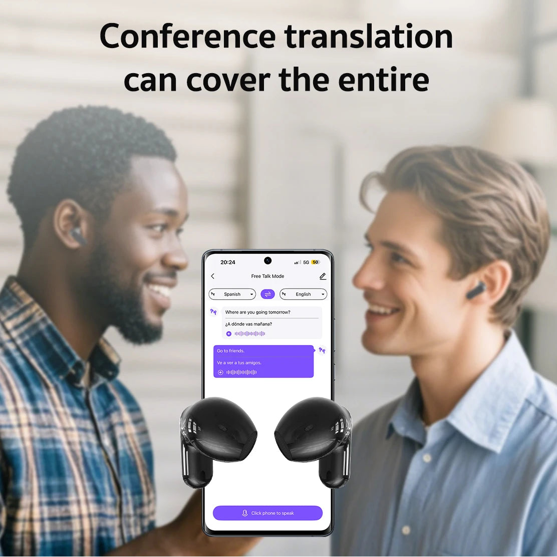 HTC Wireless Bluetooth 6.0 Translation Earphones - IPX4 Waterproof Headphones