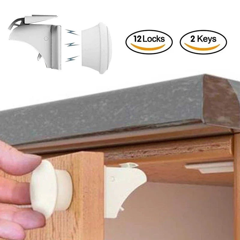 Invisible Magnetic Child Safety Lock - No Drilling or Screws Needed for Doors and Drawers