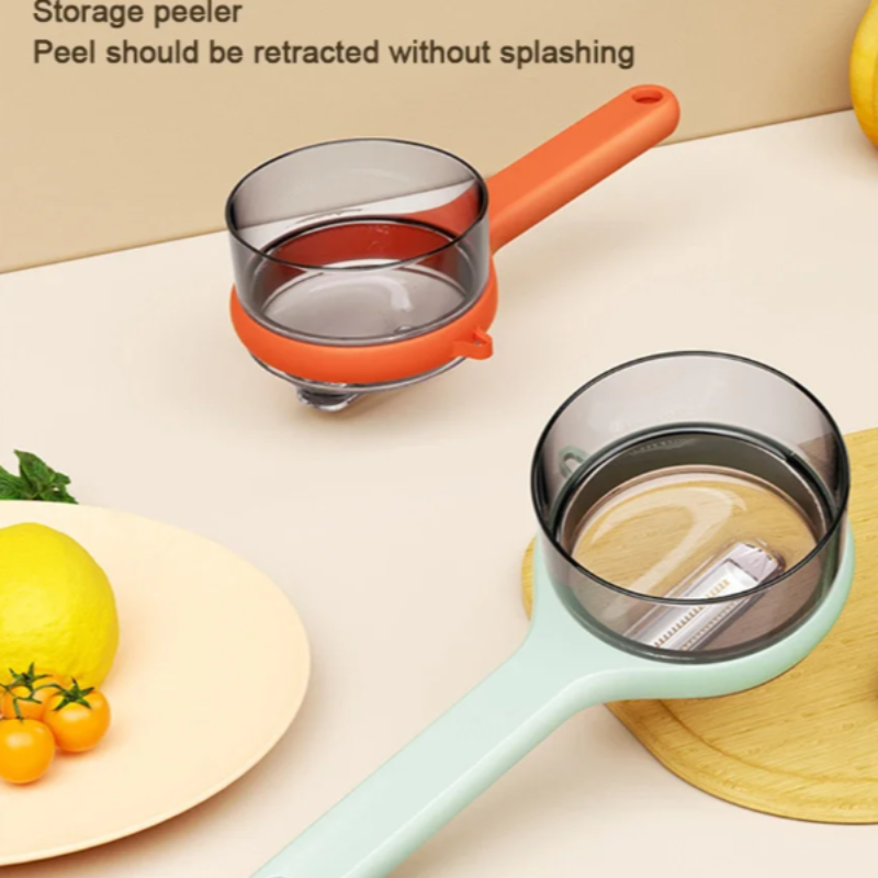 Versatile Vegetable and Fruit Peeler with Built-in Peel Storage