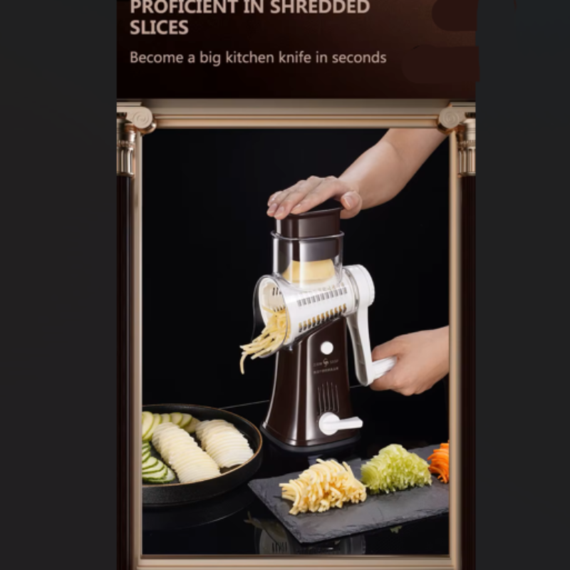 Versatile Kitchen Chopper & Rotary Cheese Grater - Manual Drum Grater, Food Processor