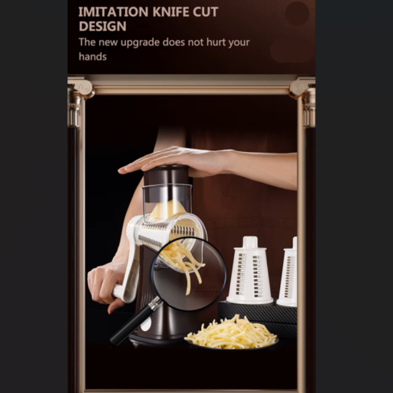 Versatile Kitchen Chopper & Rotary Cheese Grater - Manual Drum Grater, Food Processor