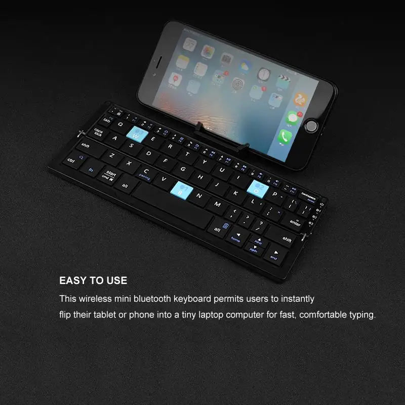 Compact B.O.W Mini Keyboard for Phones/Tablets - Slim, Lightweight, and Foldable