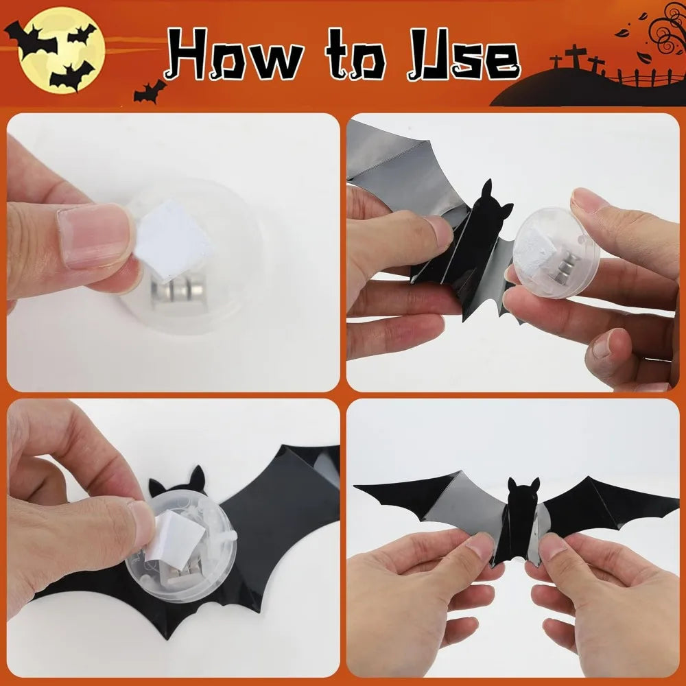 3D Lighted Bat Wall Stickers for Party Window and Door Decor