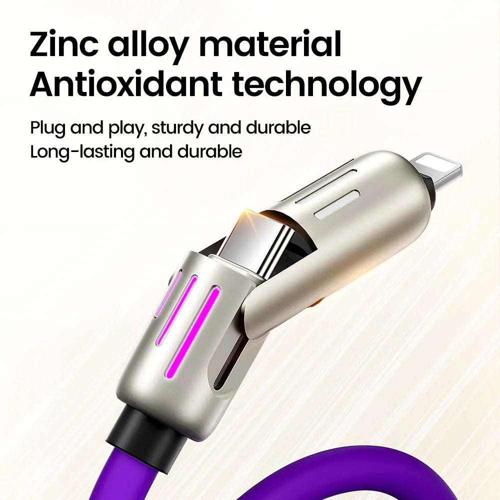 4-in-1 USB-C Fast Charging Cable: USB to Lightning & Dual Type-C Charger