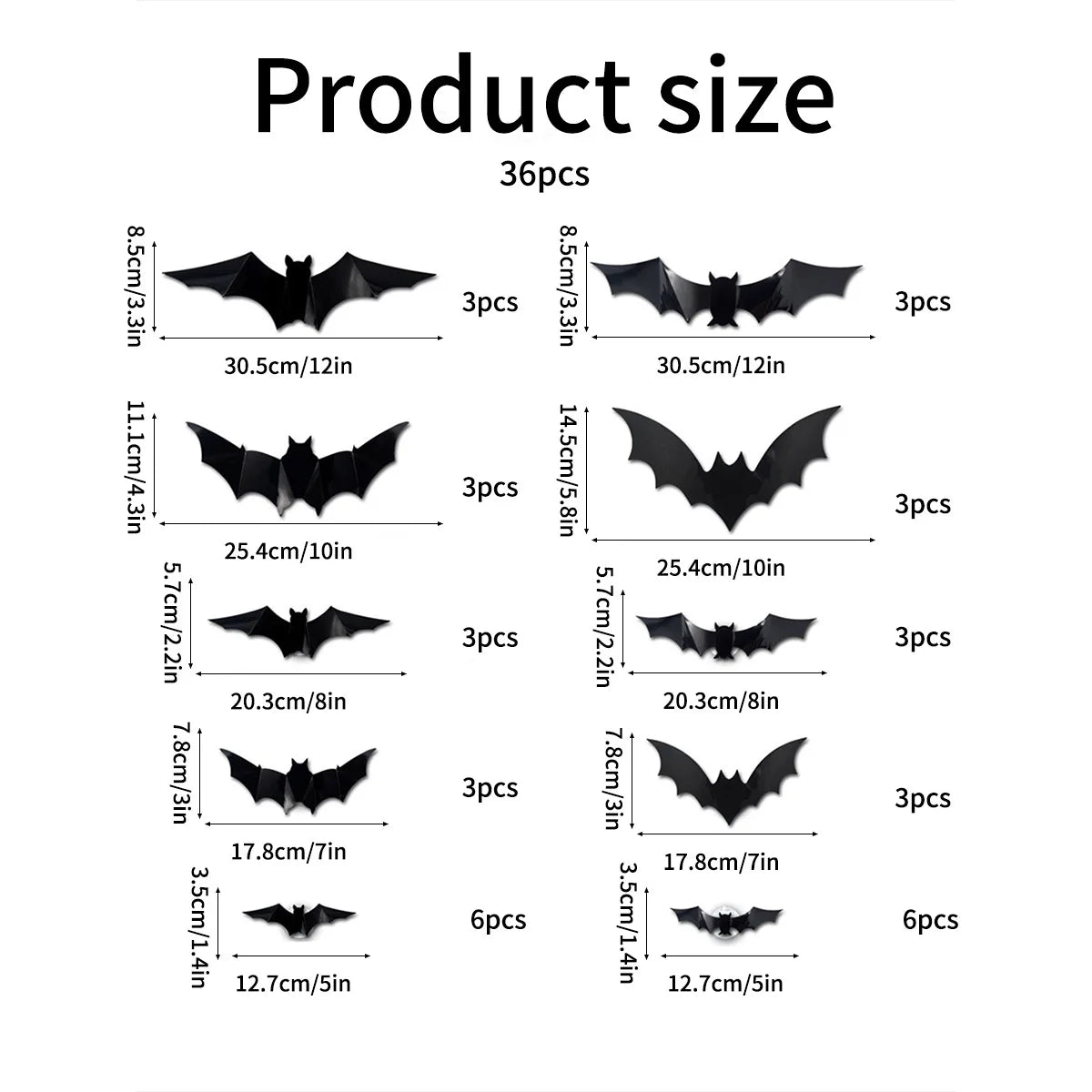 3D Lighted Bat Wall Stickers for Party Window and Door Decor