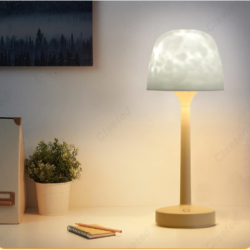 Mushroom-Shaped Desk Lamp with Water Ripple Projection - Decorative Atmosphere Lighting