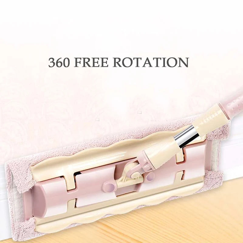 360-Degree Telescopic Flat Mop with Large Microfiber Pads - Ideal for Home Windows, Kitchen Floors, and Wooden Tiles
