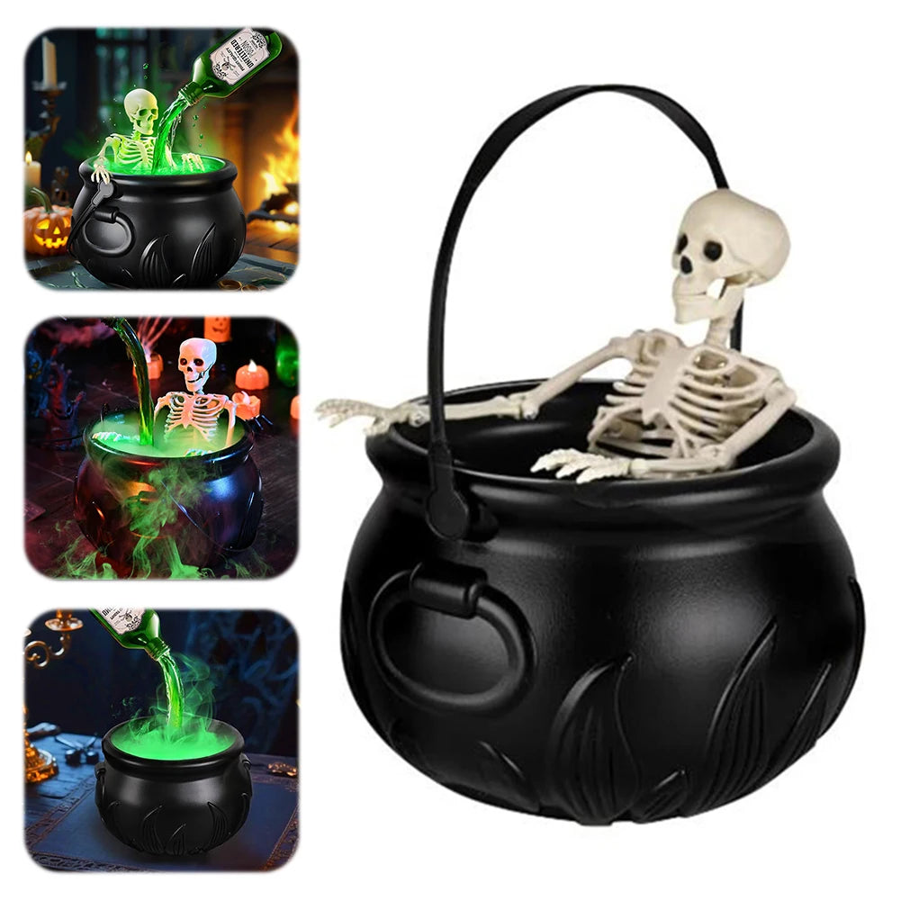 Spooky Halloween Witch Cauldron Fog Maker with Floating Potion Bottle