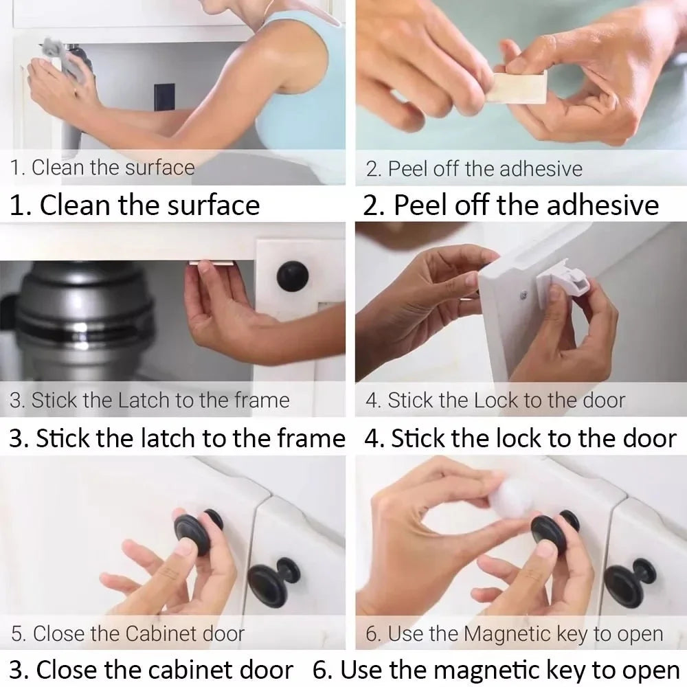 Invisible Magnetic Child Safety Lock - No Drilling or Screws Needed for Doors and Drawers