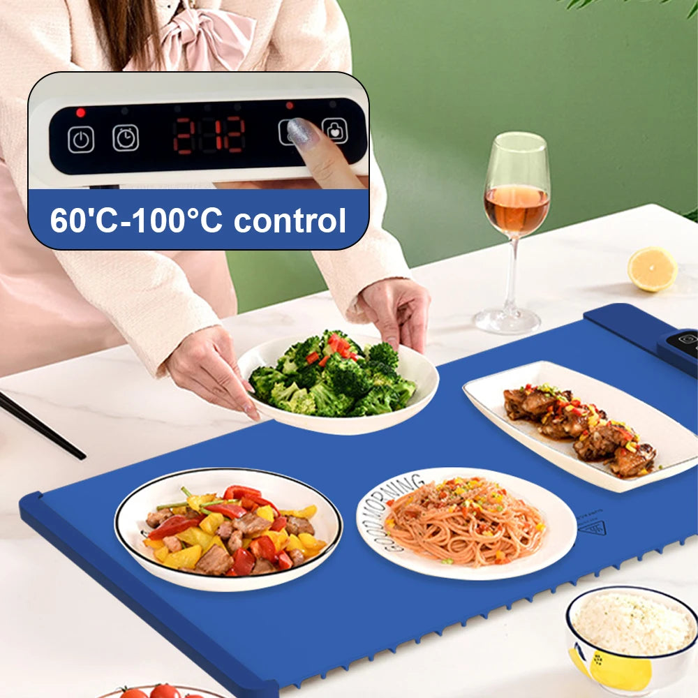 Coil Foldable Silicone Electric Food Warming Tray - Flexible Hot Plate Buffet Roll-Up Mat