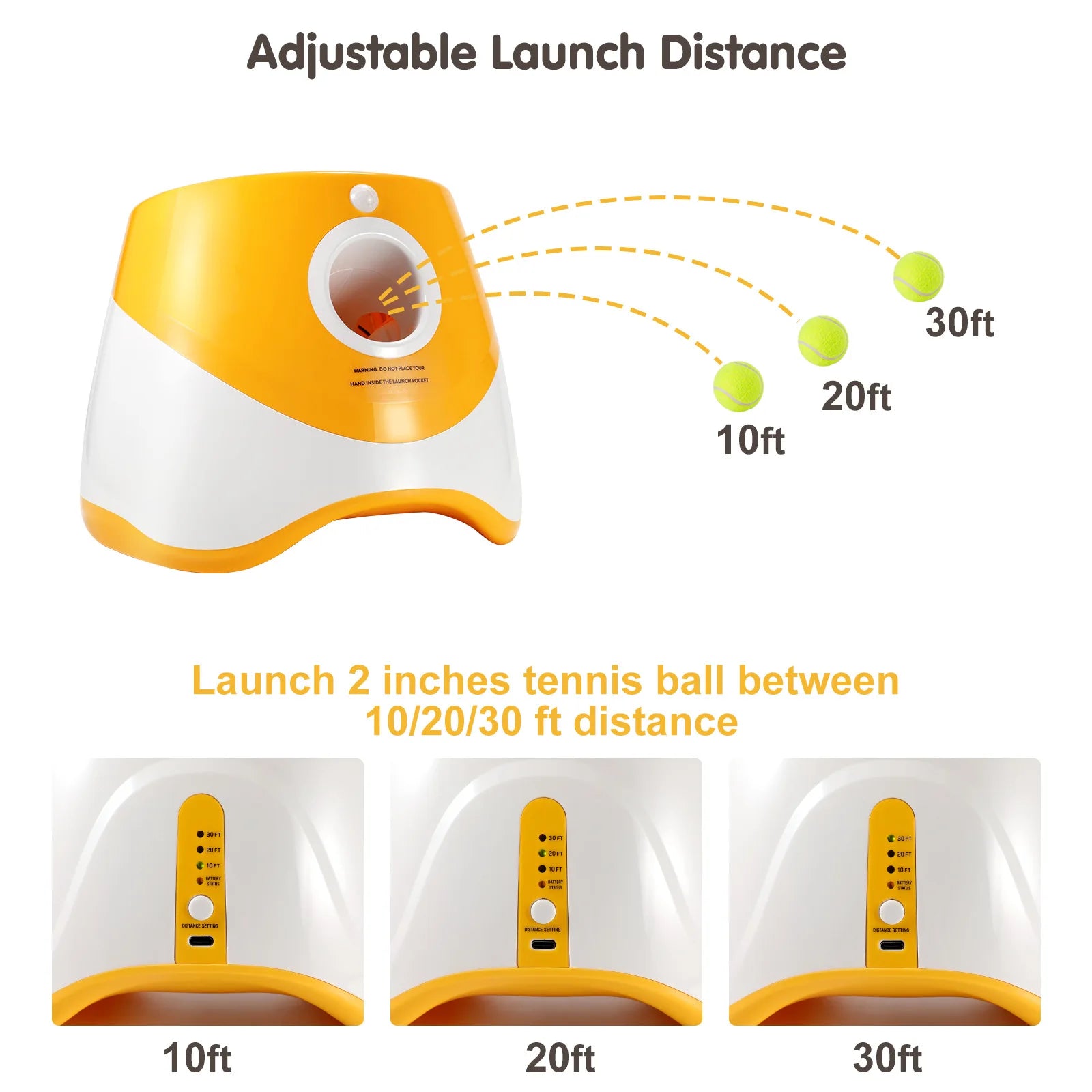 Automatic Dog Ball Launcher - Interactive Tennis Ball Throwing Machine with 3 Balls & USB Charging