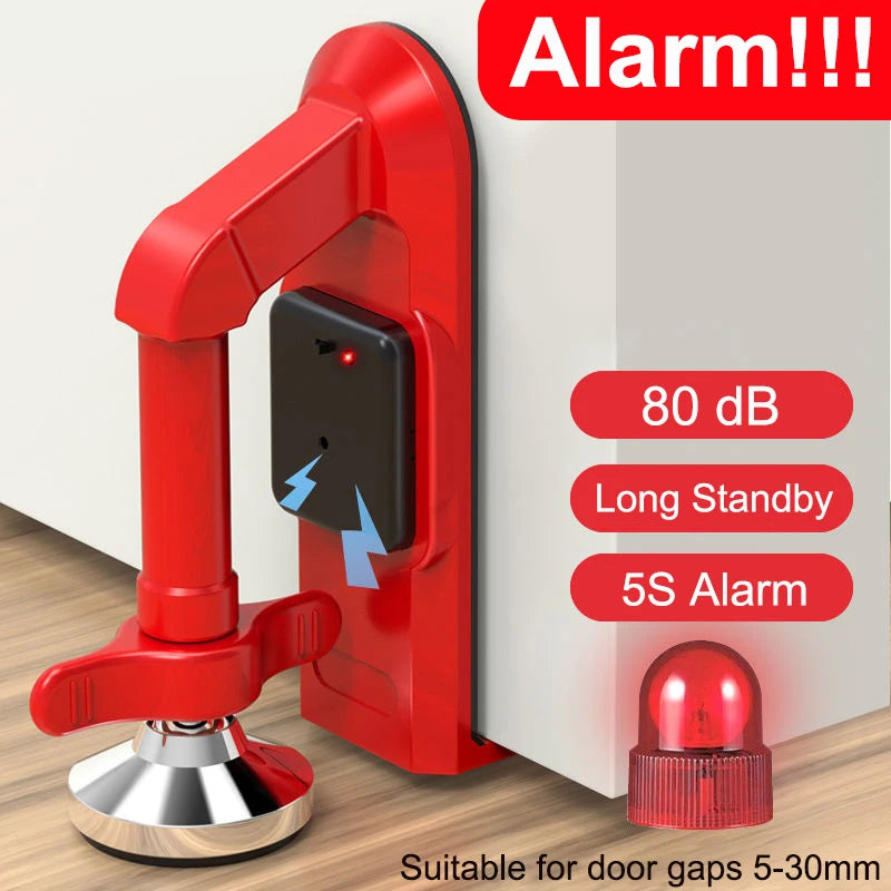 Portable Door Stop Alarm & Adjustable Non-Slip Door Jammer for Enhanced Personal Security