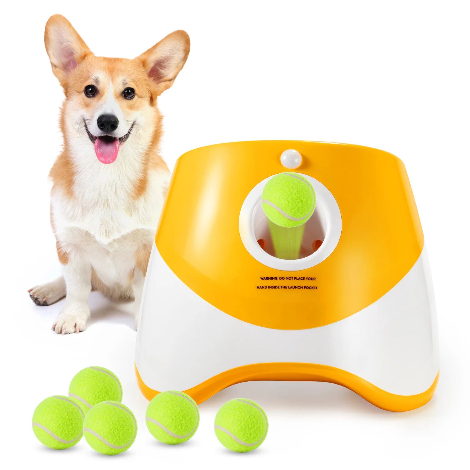 Automatic Dog Ball Launcher - Interactive Tennis Ball Throwing Machine with 3 Balls & USB Charging
