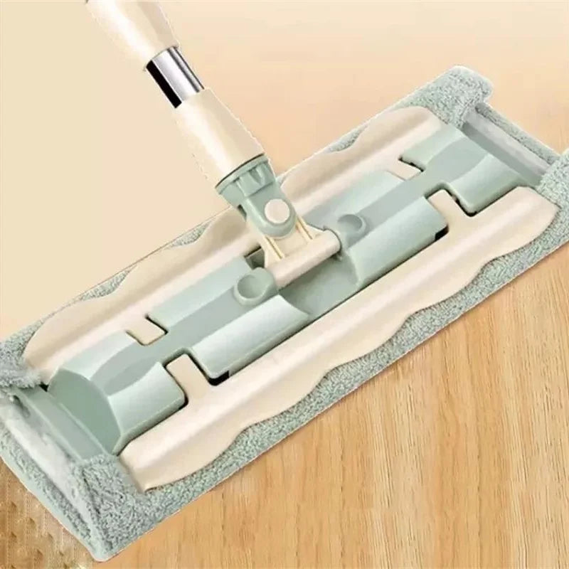 360-Degree Telescopic Flat Mop with Large Microfiber Pads - Ideal for Home Windows, Kitchen Floors, and Wooden Tiles