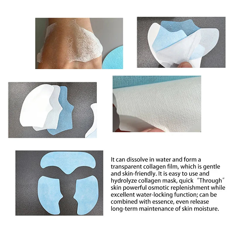 Pack of 5 Hydrolyzed Collagen Protein Gel Face Masks - Soluble Skin Care Treatment
