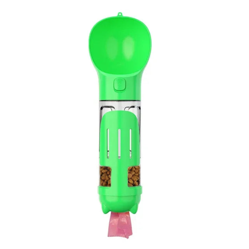4-in-1 Portable Dog Water and Food Dispenser with Outdoor Poop Shovel and Waste Bags
