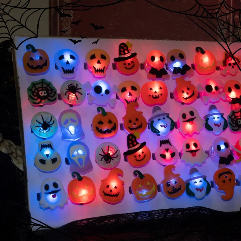 Pack of Halloween Glow-in-the-Dark Flashing Finger Rings