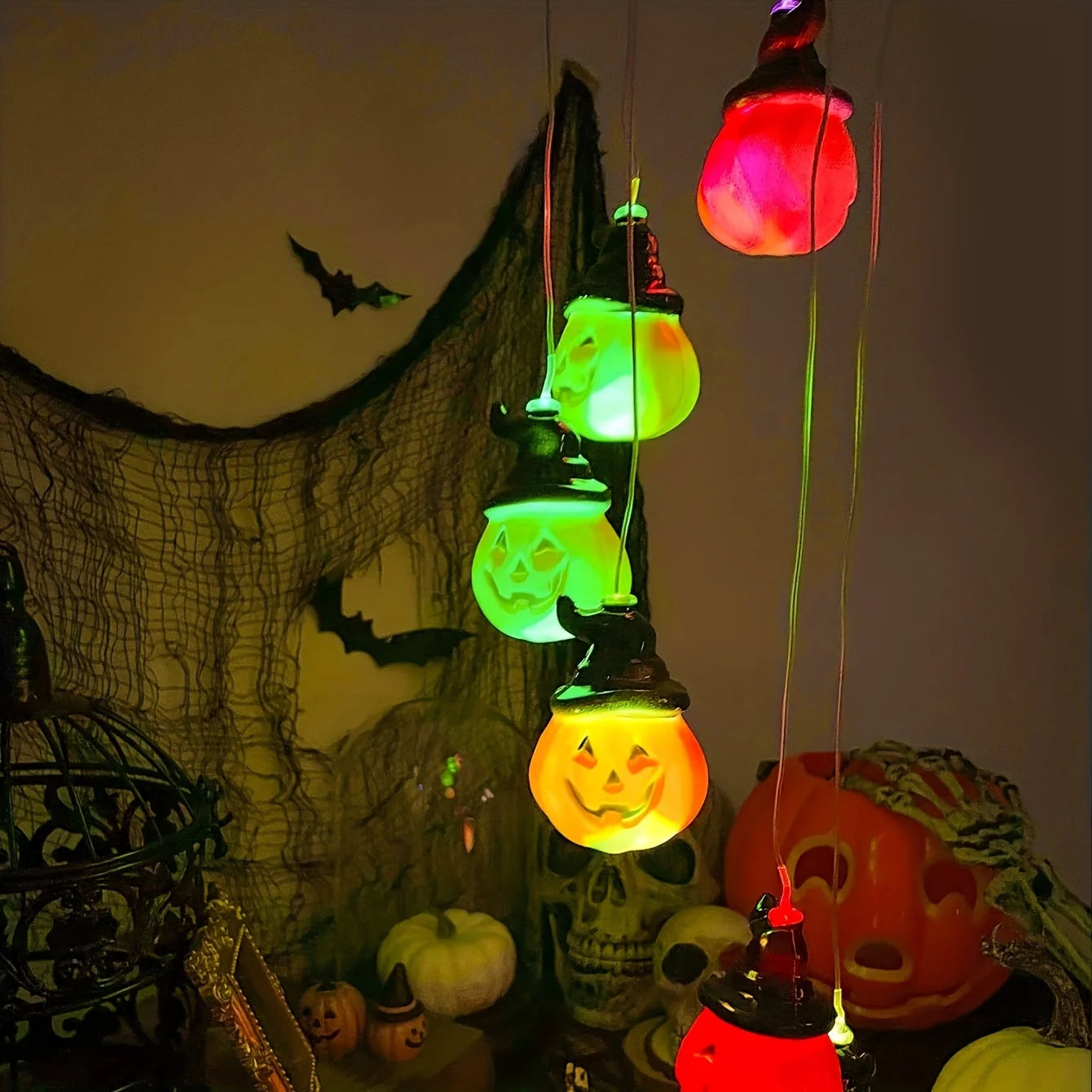 Solar-Powered Color-Changing Pumpkin Wind Chime- Garden Decoration