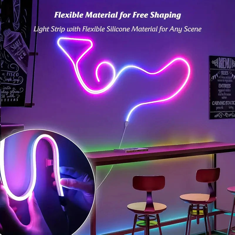 Smart Waterproof Neon Light Strip - USB, App & Remote Control with Music Sync, Flexible Design