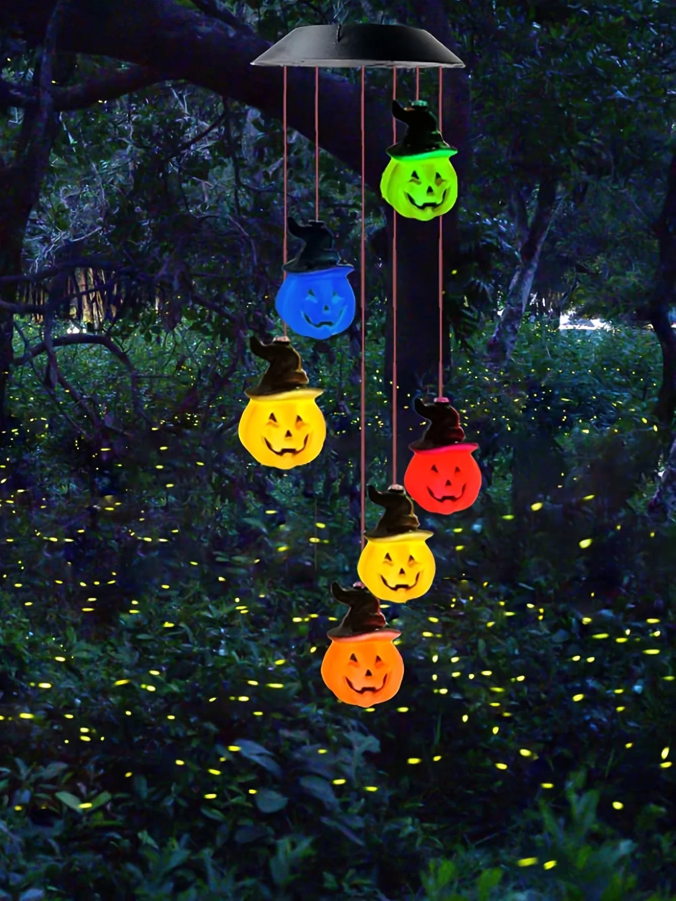 Solar-Powered Color-Changing Pumpkin Wind Chime- Garden Decoration