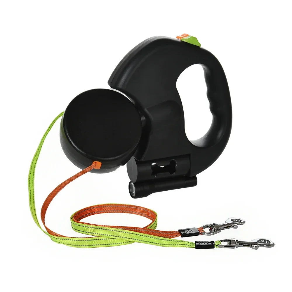 Dual Pet Retractable Dog Leash with LED Light