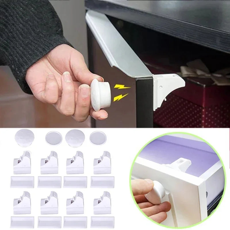 Invisible Magnetic Child Safety Lock - No Drilling or Screws Needed for Doors and Drawers