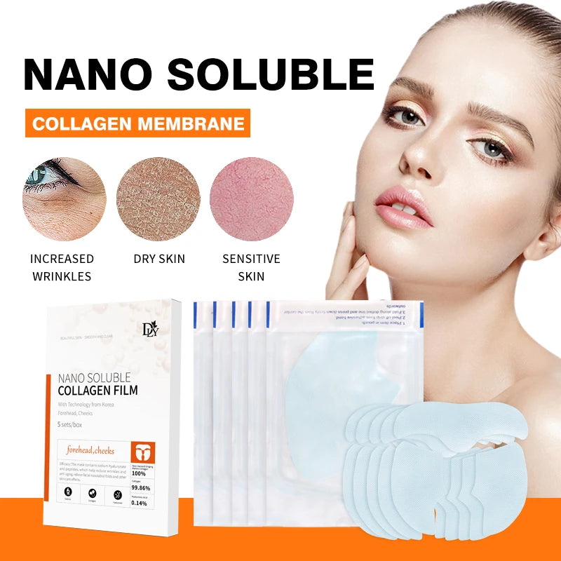 Pack of 5 Hydrolyzed Collagen Protein Gel Face Masks - Soluble Skin Care Treatment