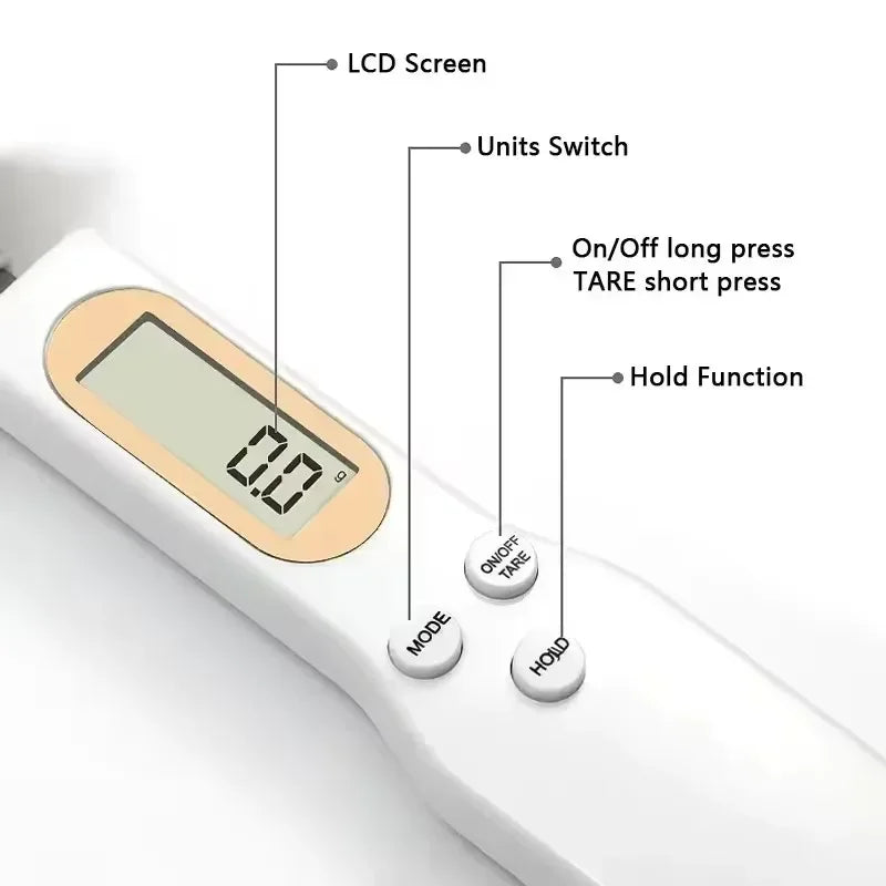 Digital Mini Spoon Scale - Electronic LCD Kitchen Scale for Measuring 0.1-500g Food Weight