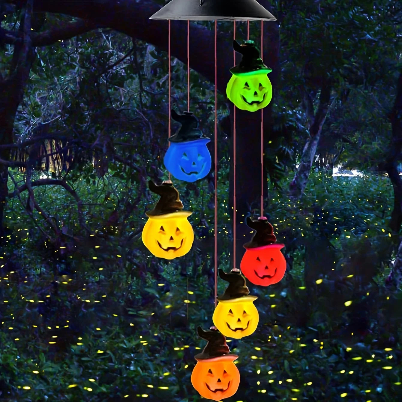 Solar-Powered Color-Changing Pumpkin Wind Chime- Garden Decoration