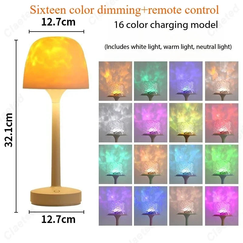 Mushroom-Shaped Desk Lamp with Water Ripple Projection - Decorative Atmosphere Lighting