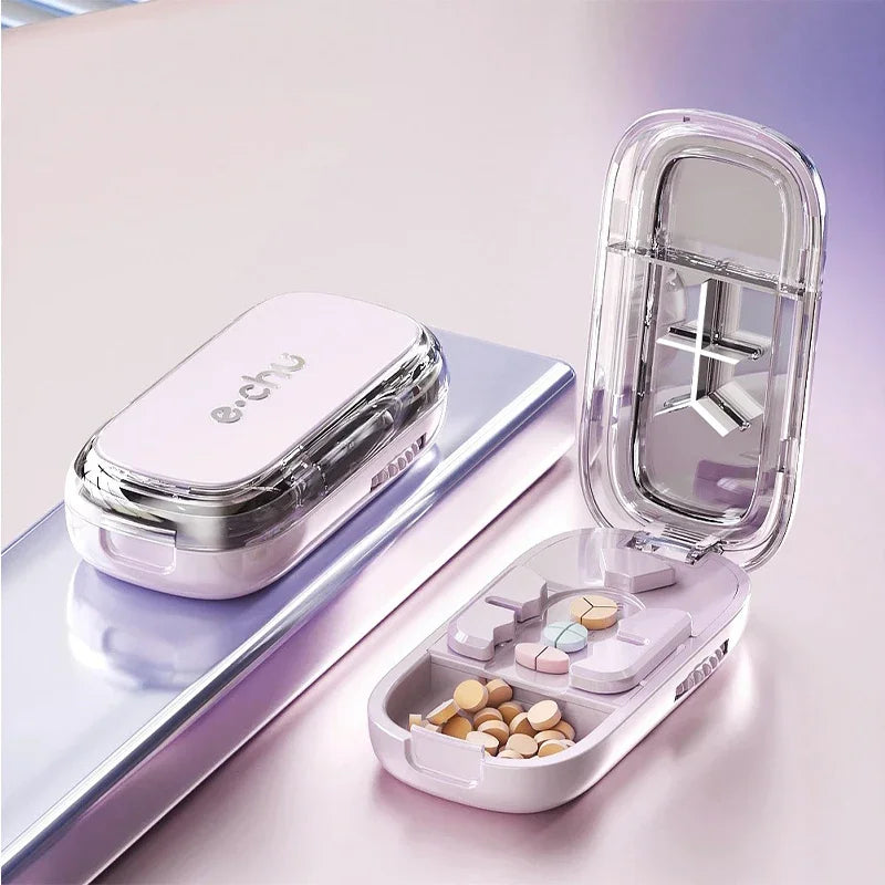 Versatile 2/3/4-in-1 Pill Cutter - Food Grade Material, Compact & Portable for Daily Vitamin and Medication Use