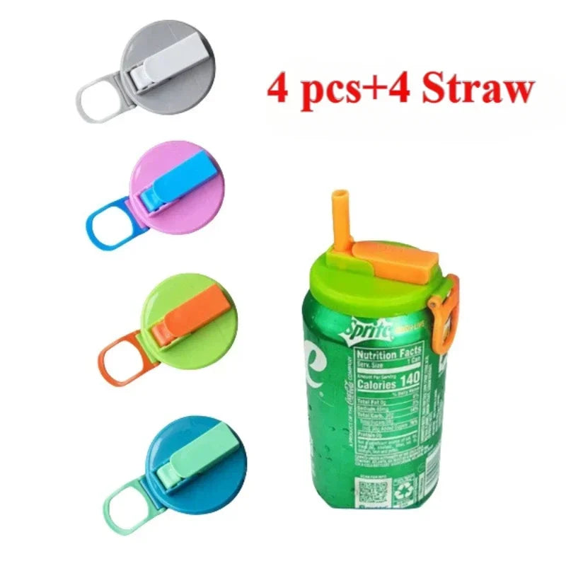 Creative Silicone Soda Can Covers with Straw - Available in 1, 2, or 4 Pieces